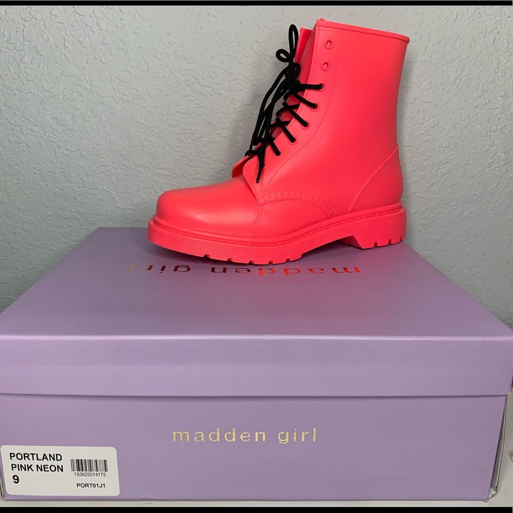 Madden girl pink neon boots